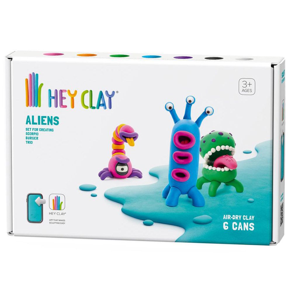 Hey Clay - DIY Beasts Plastic Modelling Air Dry Clay Kit - 6 pcs