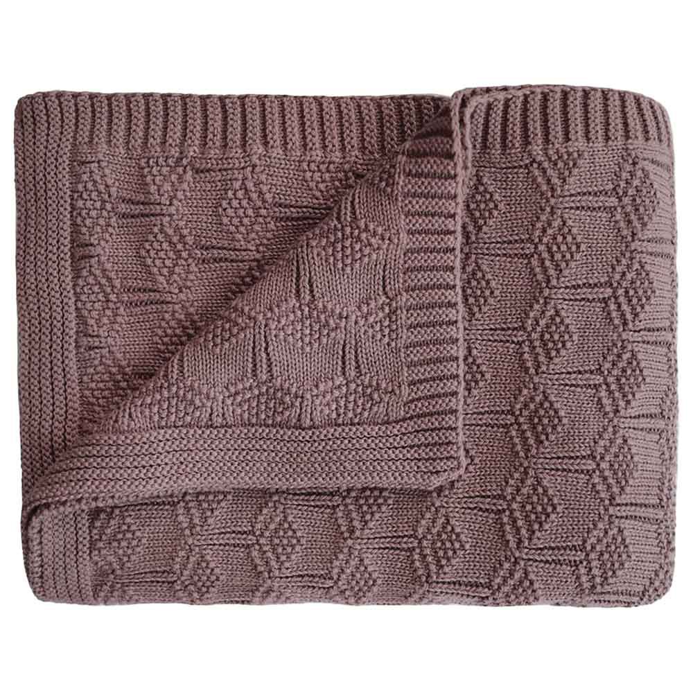 KNITTED POINTELLE BABY BLANKET - GRAY MELANGE – Willow+Hudson