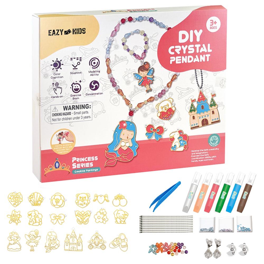 Eazy Kids - DIY Crystal Pendant Making & Coloring Set - Unicorn