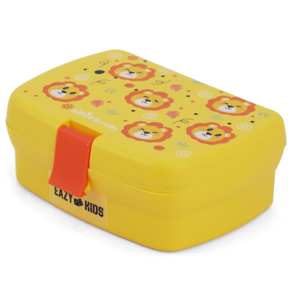 Eazy Kids Square Bento Lunch Box - Tiger Yellow - 3C