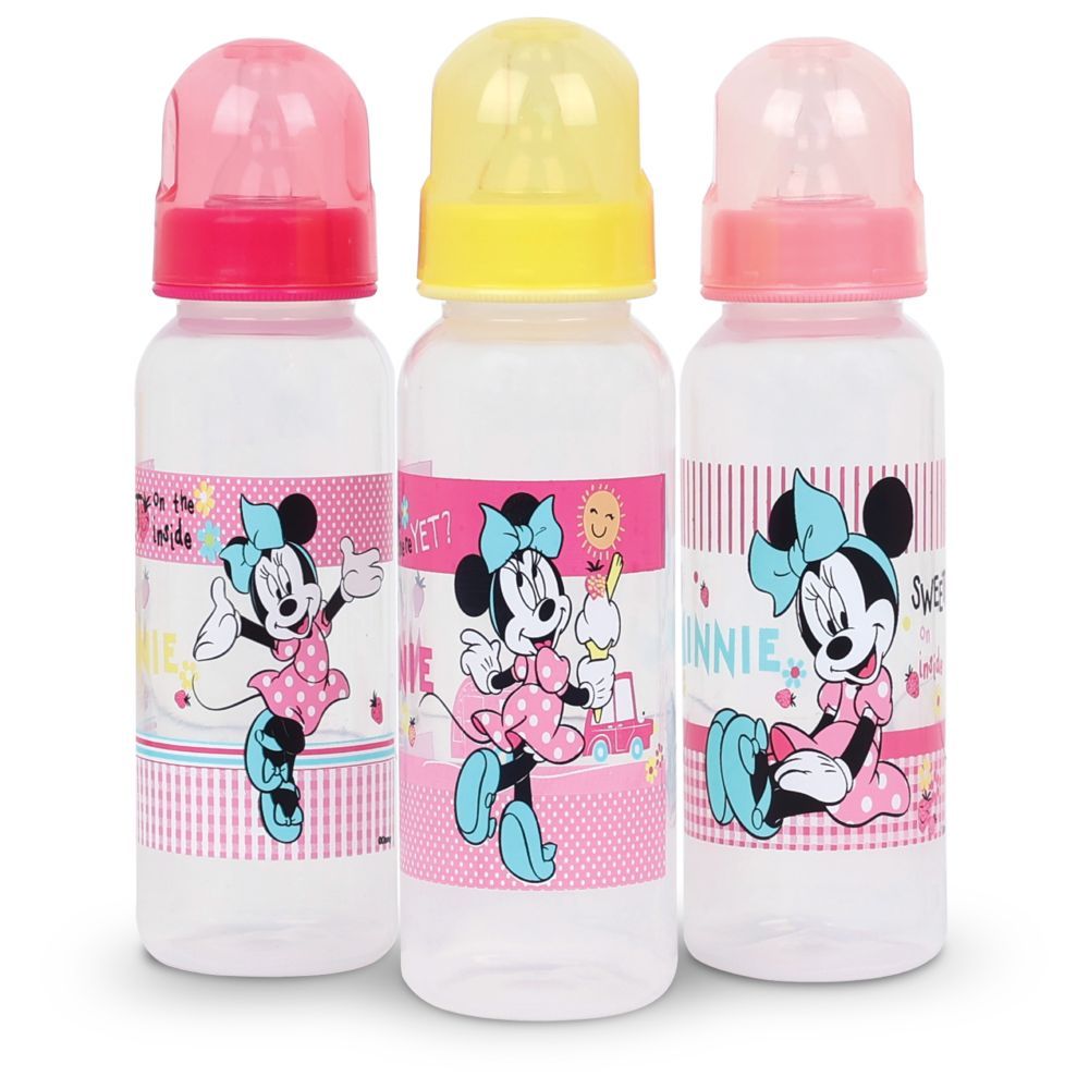 BABY BOTTLE SET 3 - GIRLS - DISNEY MINNIE MOUSE BLACK WHITE - 9 oz BPA FREE