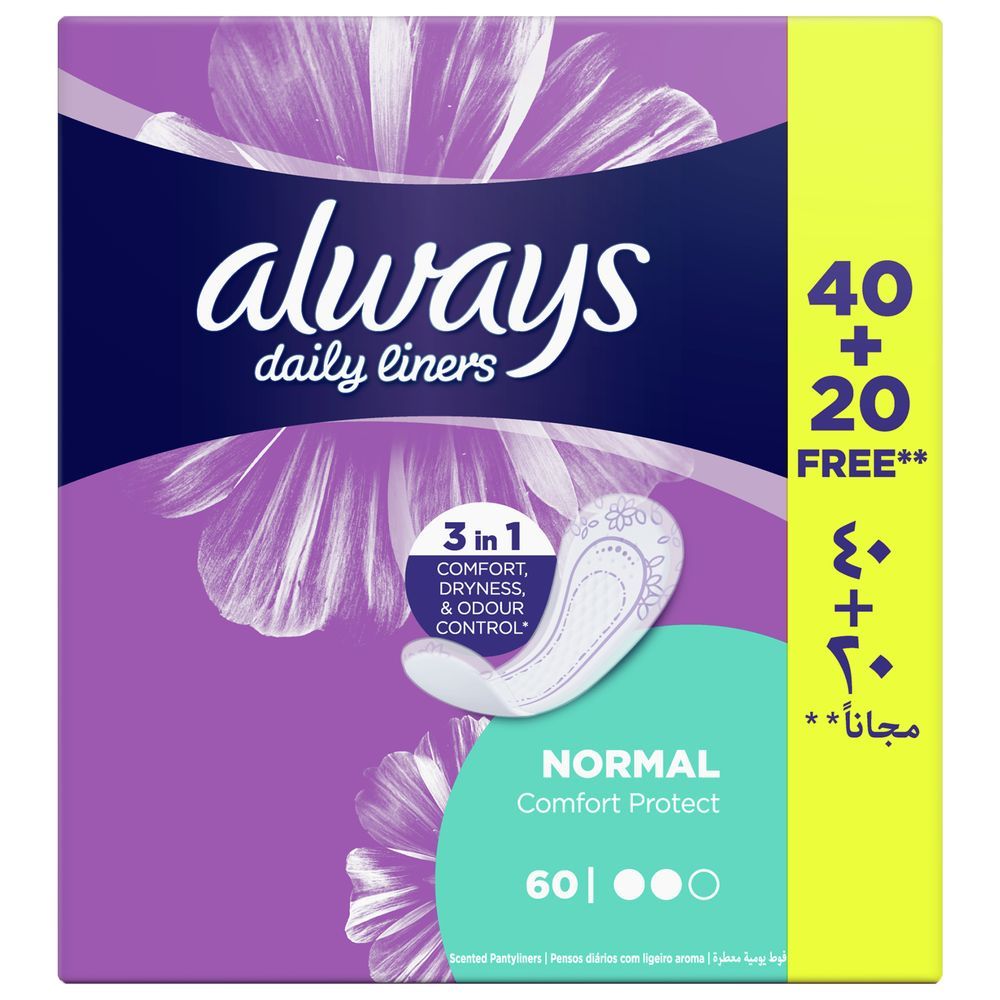 Carefree Panty Liners, Plus Large, Light Scent, Pack of 64