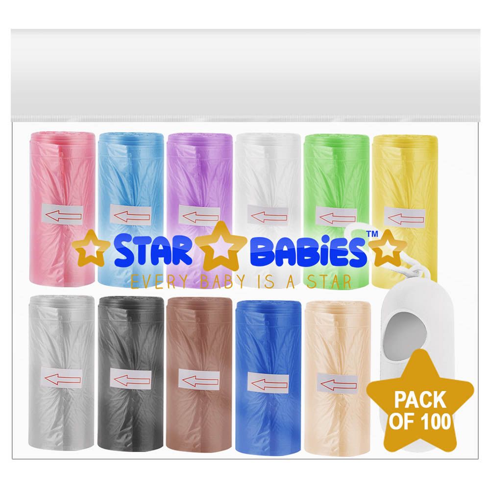 Star Babies - Scented Bag - Pack Of 100 - 22 x 32cm With Dispenser - Rainbow