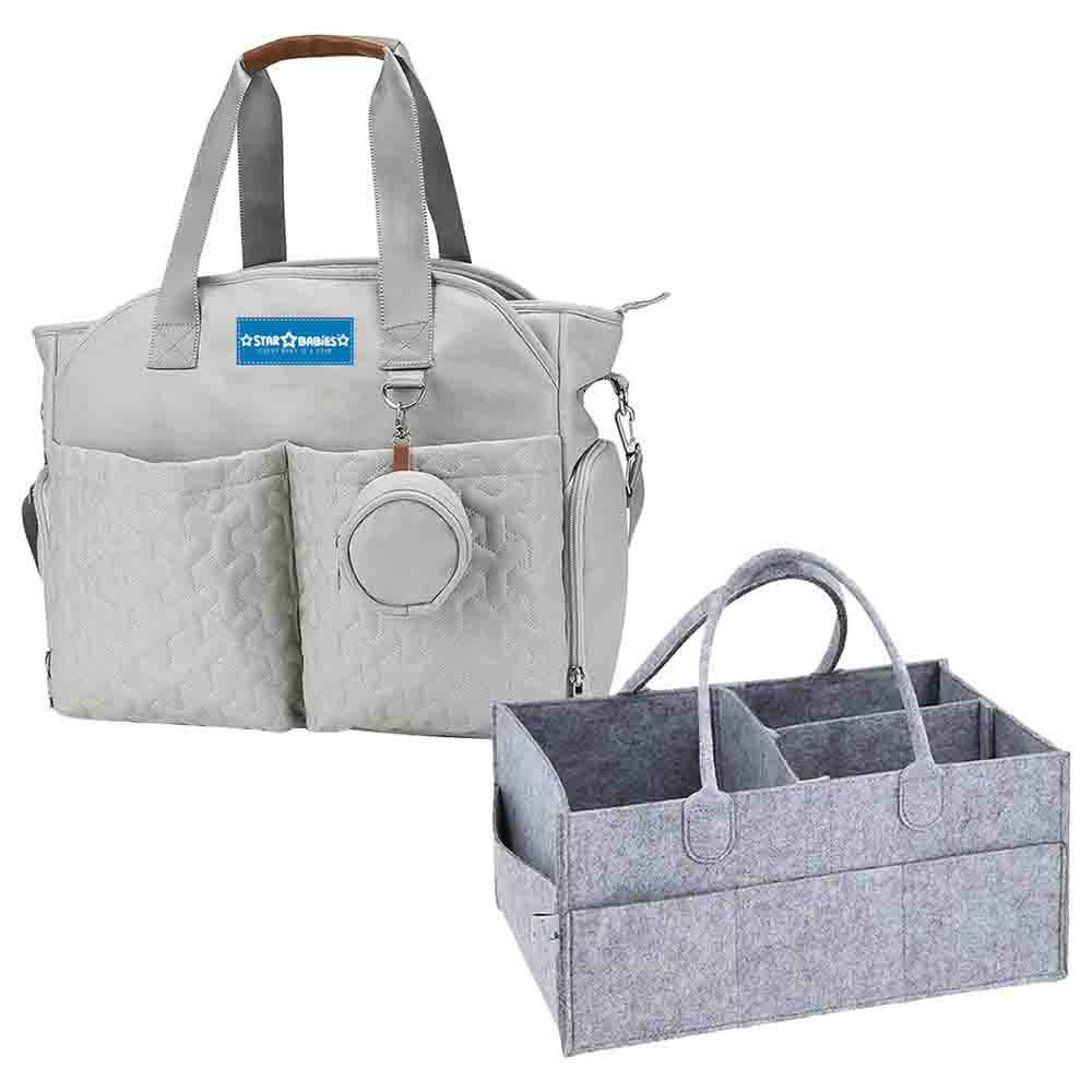 Star Babies - Diaper Portable Bag With Pacifier Bag - L With Portable Diaper Caddy Organizer