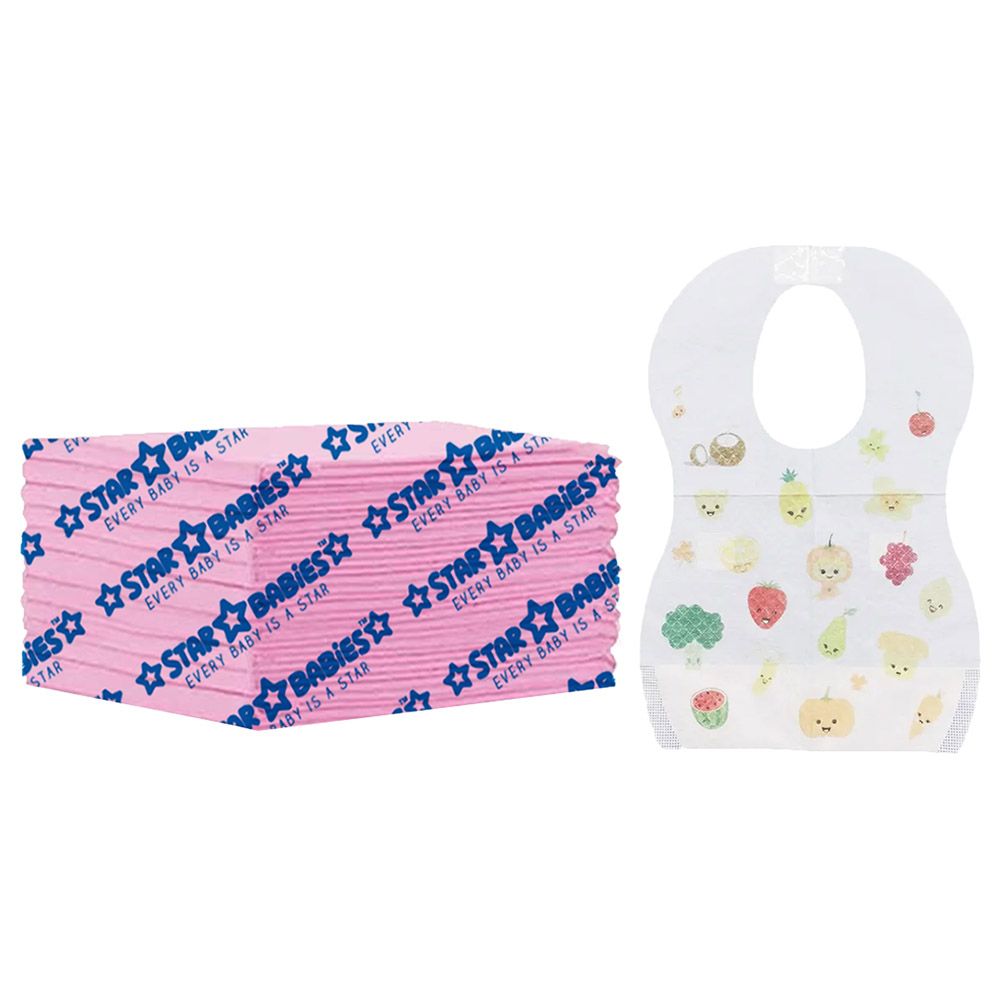 Star Babies - Disposable Bibs 5pcs With Changing Mat 12pcs - Fruits