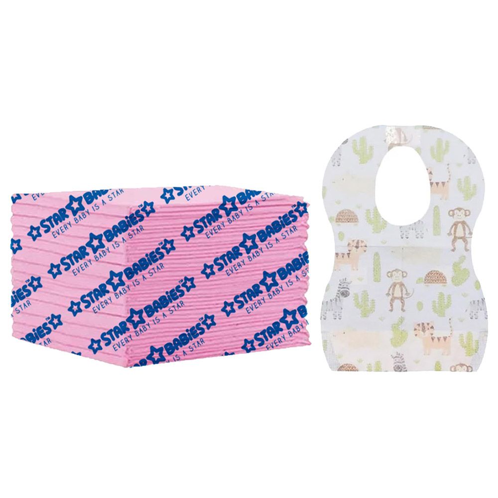 Star Babies - Disposable Bibs 20pcs With Changing Mat 15pcs - Animal