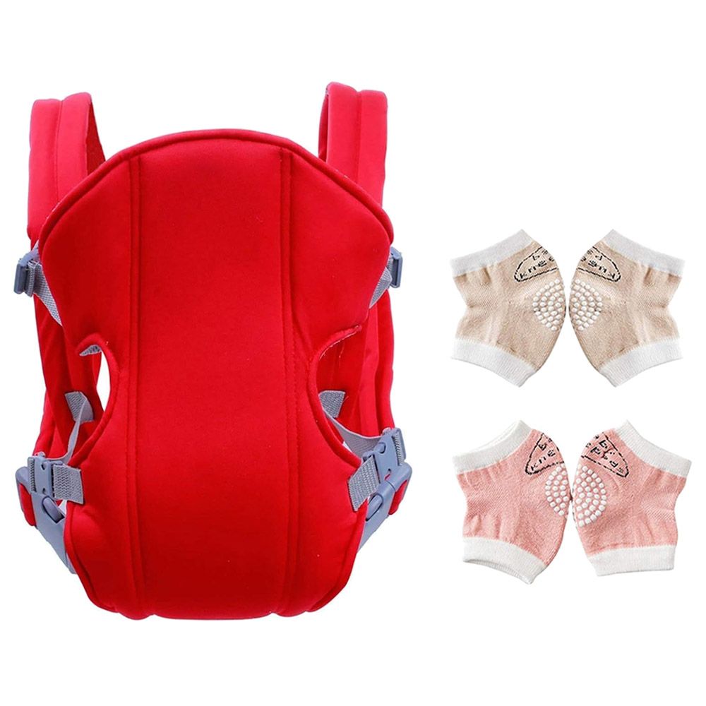 Star Babies - Baby Carrier - Red With Kids Knee Pad 2pcs - Pink/Beige