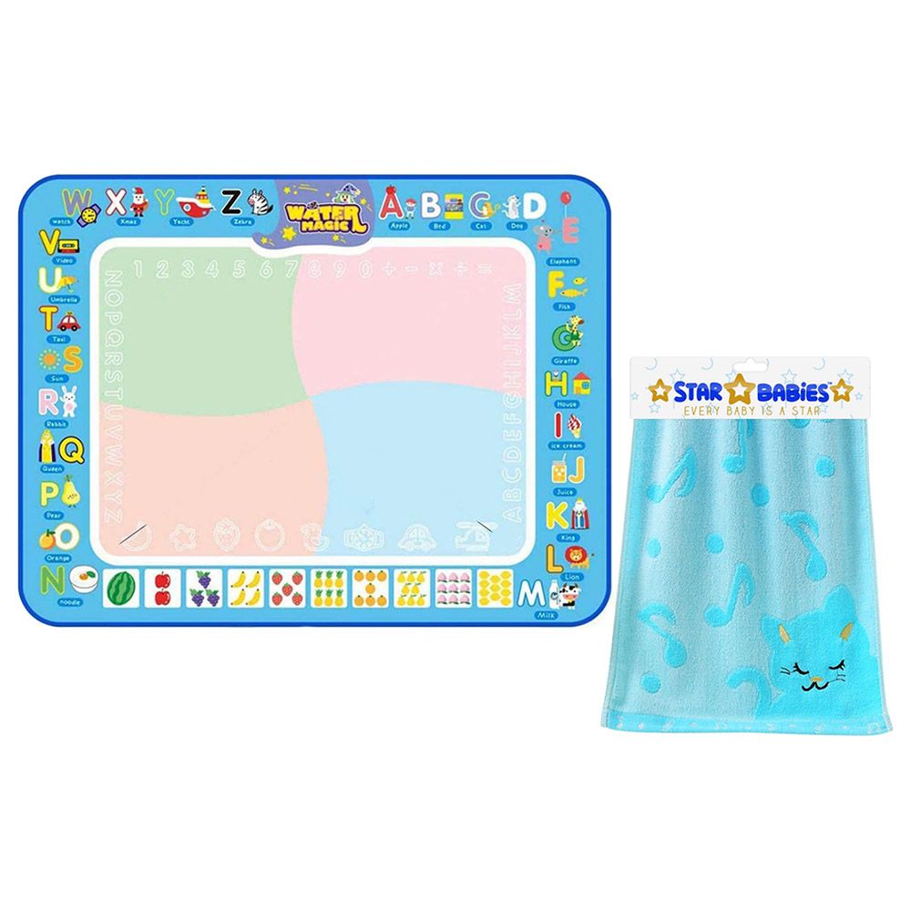 Star Babies - Baby Play Drawing Mat With Bamboo Towel - Blue