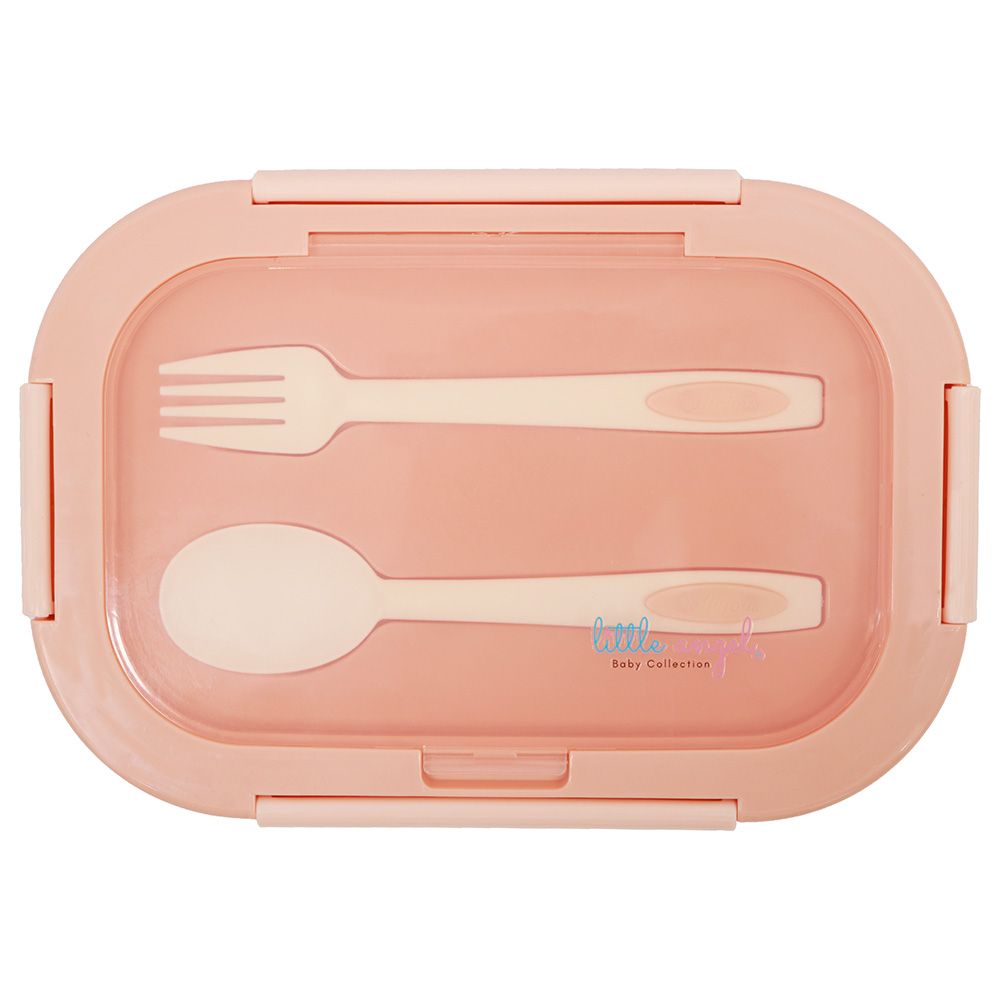 Little Angel - Kid's Lunch Box 2 Layered With Cutlery - Pink