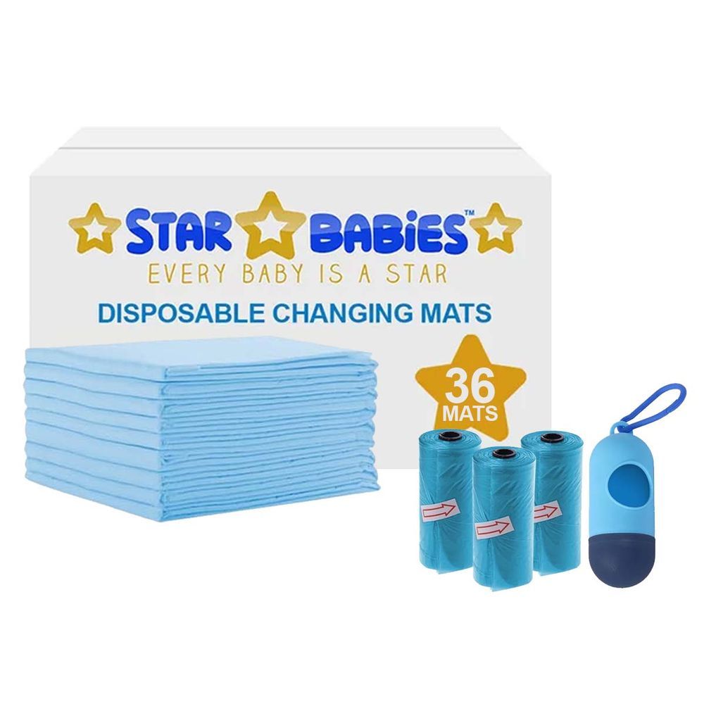 Star Babies - Disposable Changing Mat & Scented Bag w/ Dispenser - 45pcs - Blue