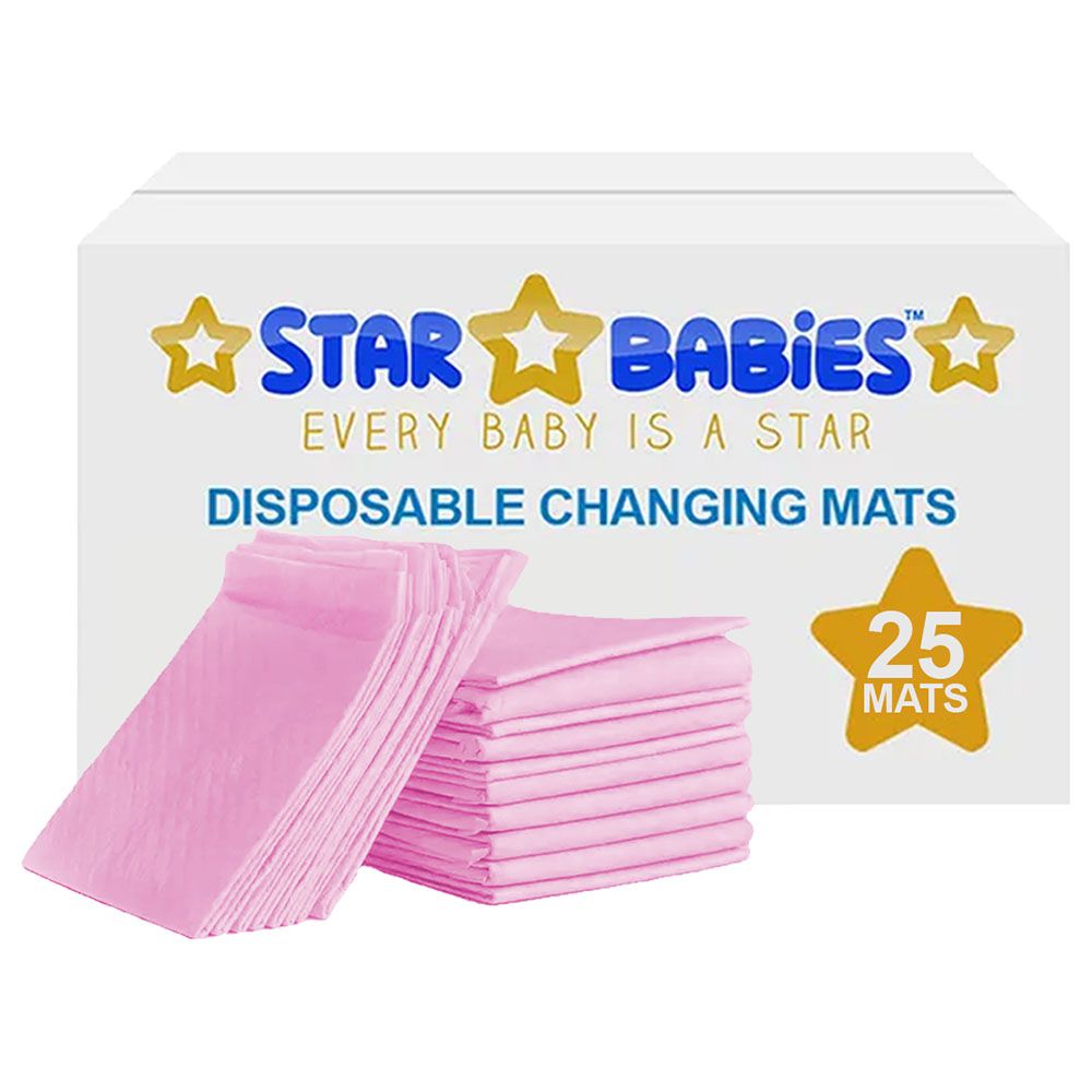 Star Babies - Disposable Changing Mat - L - 45 X 60 cm - 25pcs - Pink