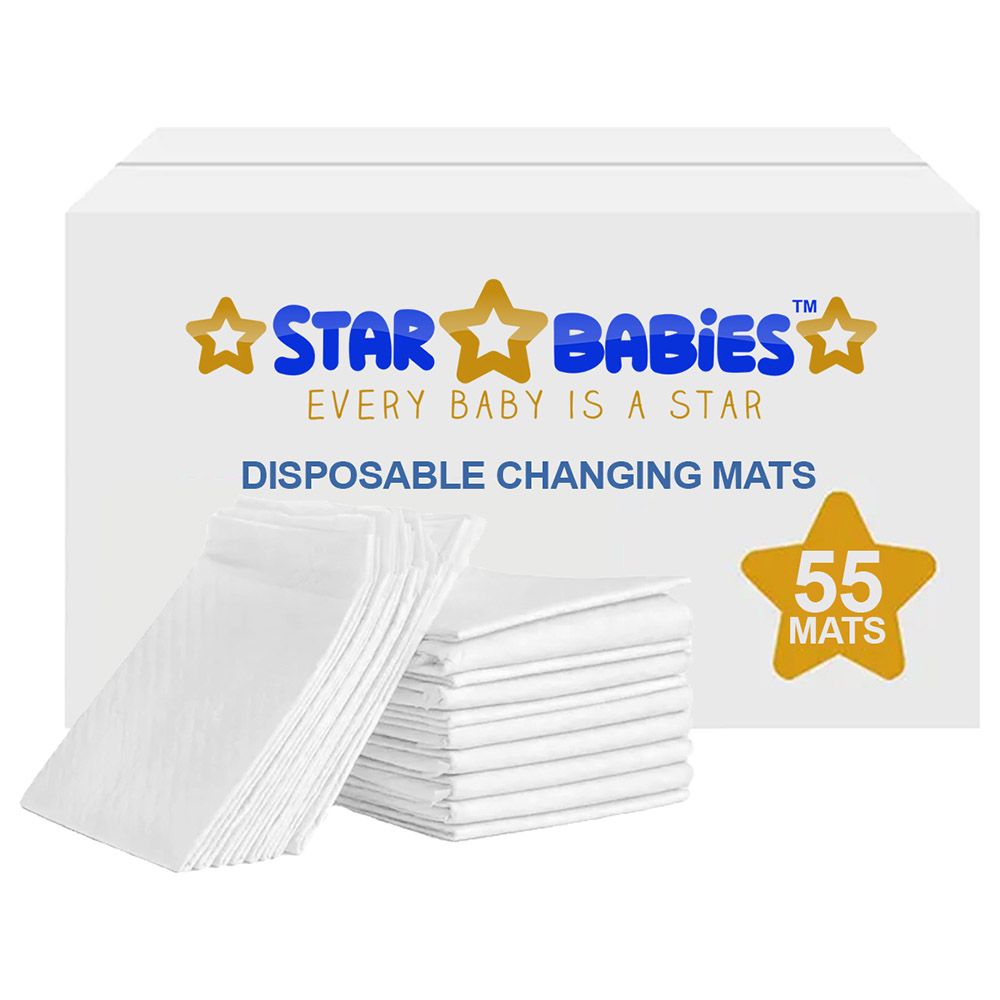 Star Babies - Disposable Changing Mat - L - 45 X 60 cm - 55pcs - White