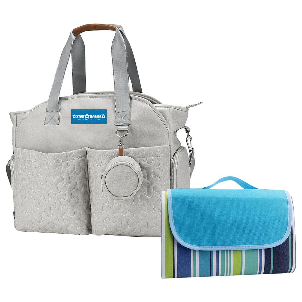 Star Babies - Diaper Portable Bag w/ Beach Mat - Light Blue