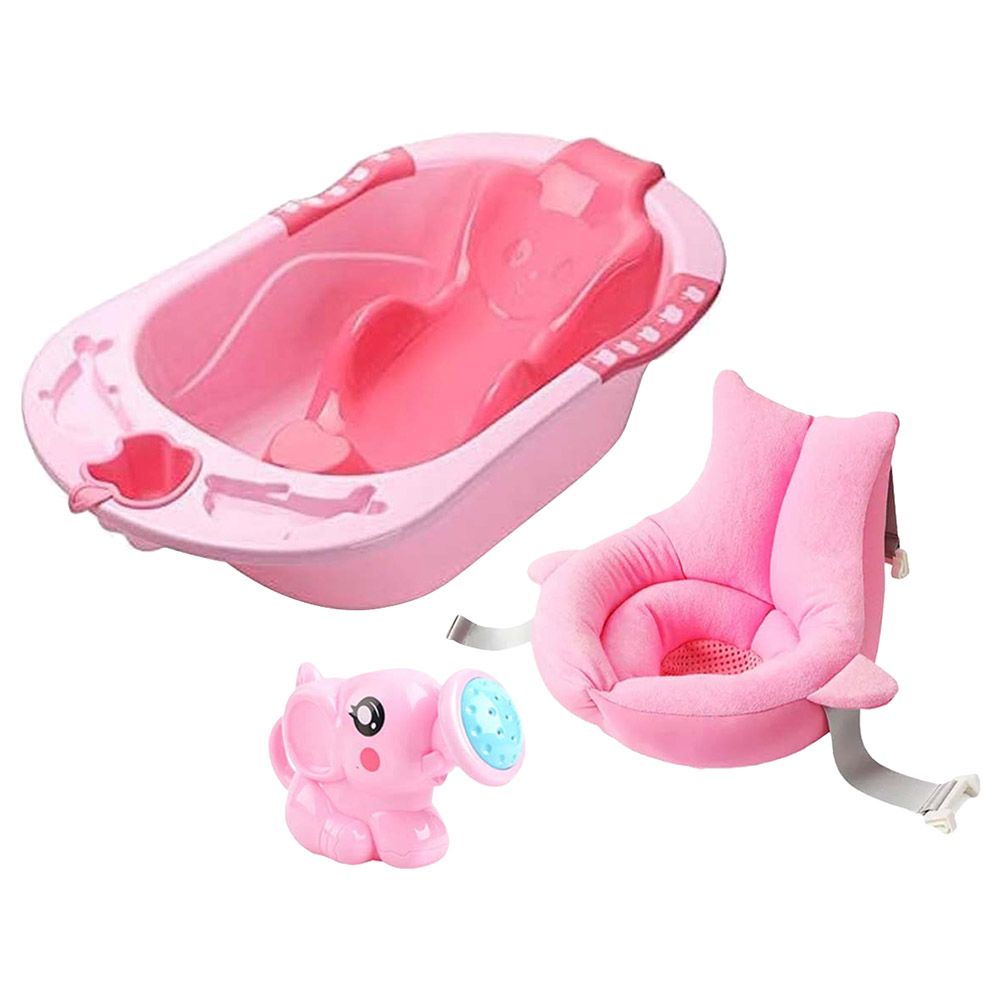 Star Babies - Bathtub w/ Sling & Soft Spot Sink Bather w/ Kettle Toy 3pcs - Pink