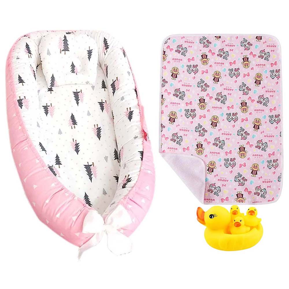 Star Babies - Baby Sleeping Bed Pod w/ Reusable Changing Mat & Rubber Duck - Pink