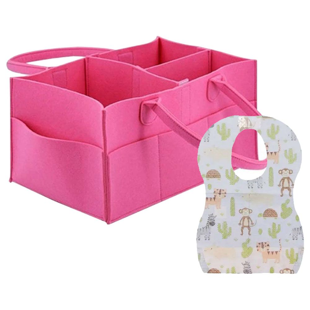 Star Babies - Diaper Caddy Organizer & Disposable Bib Assorted 20pcs - Pink