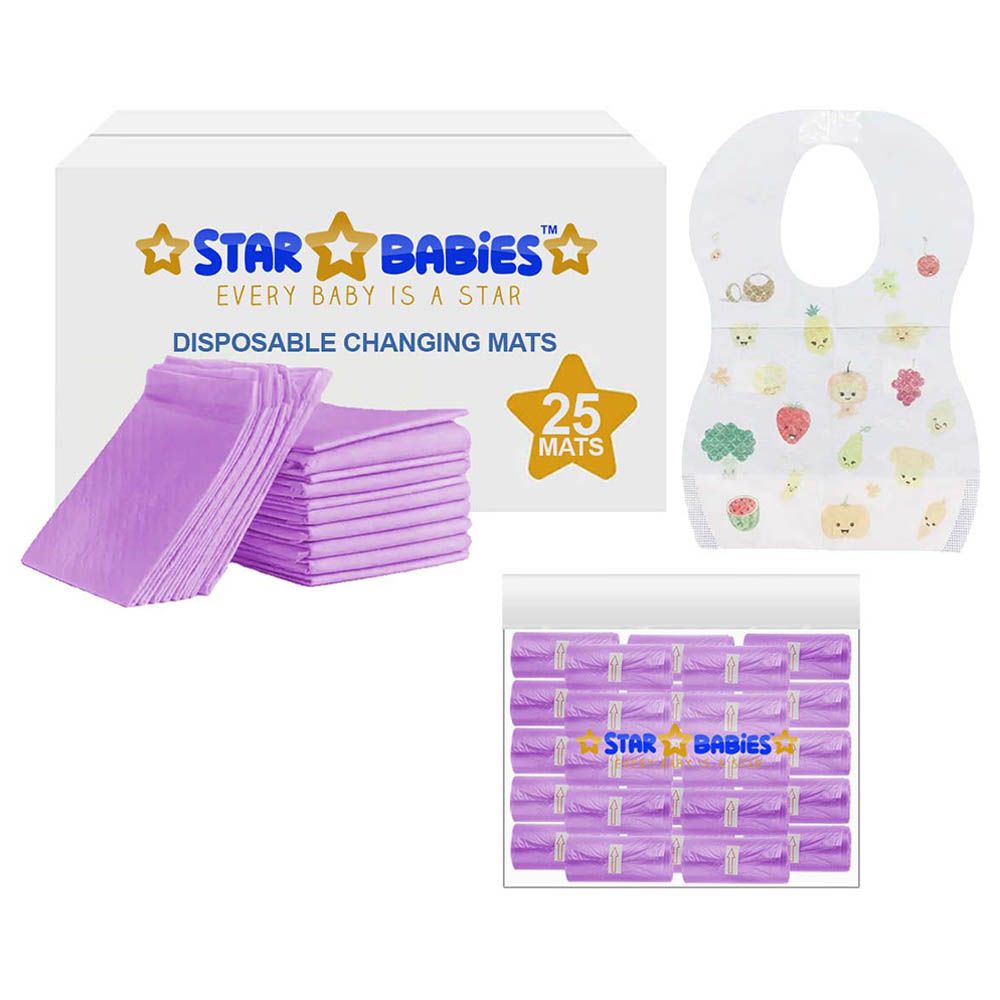 Star Babies - Disposable Changing Mat 25pcs & Scented Bag 25pcs - Lavender