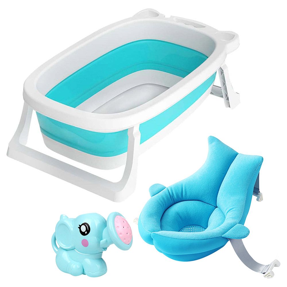 Star Babies - Foldable Bathtub w/ Soft Spot Sink Bather & Kettle Toy - Blue