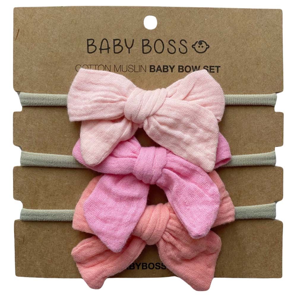 Baby Boss - Cotton Muslin Bow Set - Pink