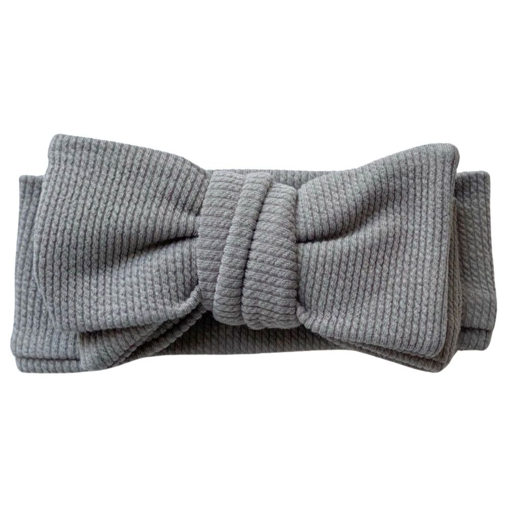 Baby Boss - Cotton Headband Bow - Grey