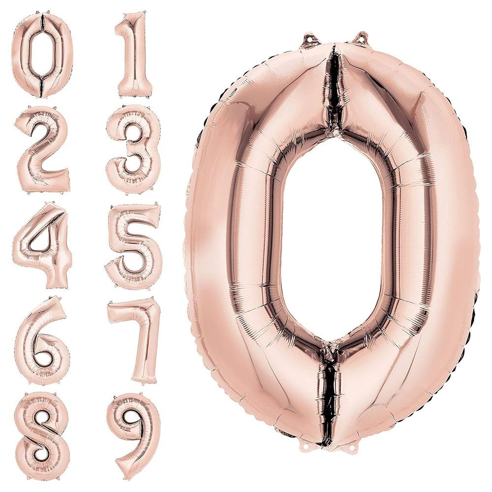 Party Camel - Number 0 Balloon - Rose Gold - 34-inch