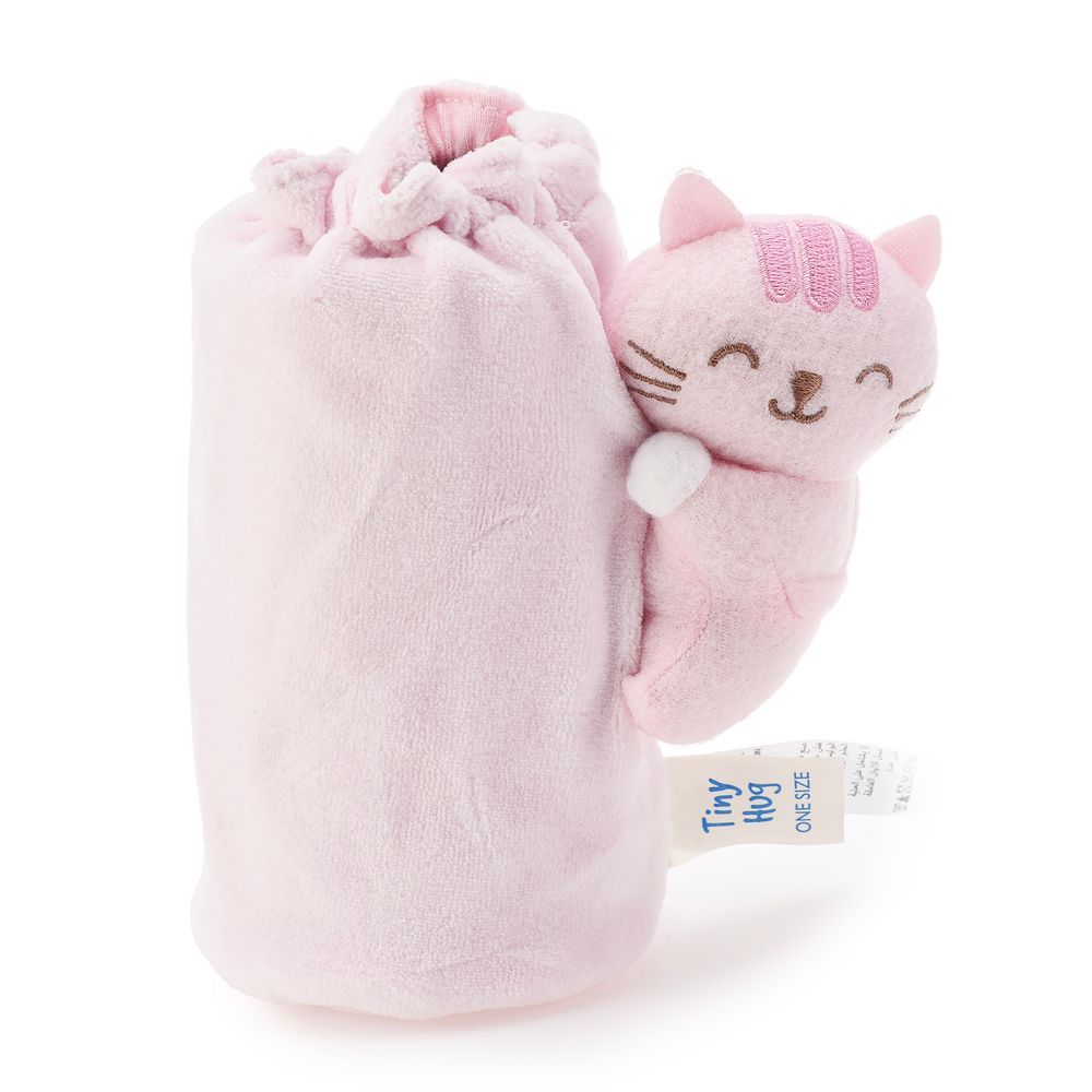 Tiny Hug - Newborn Baby Cat Design Soft Bottle Cover - Pink