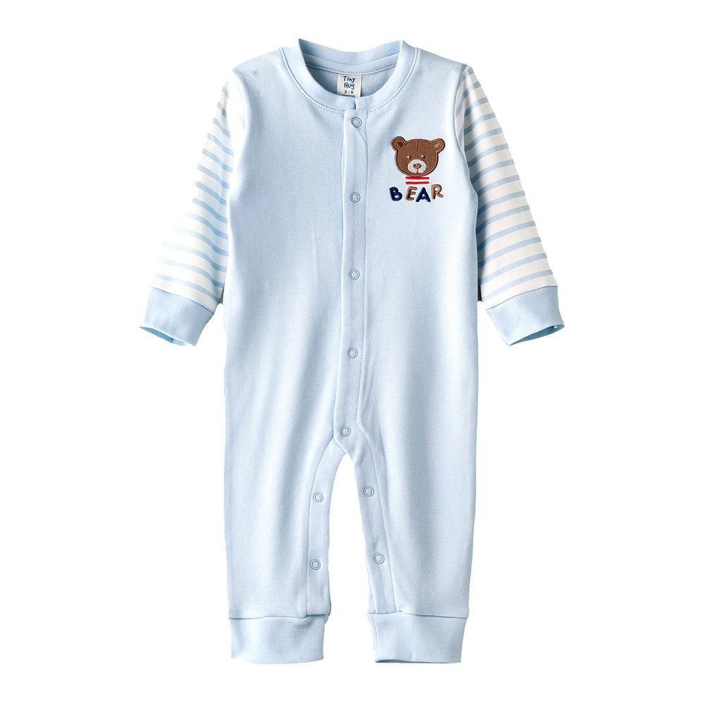 Tiny Hug - Baby Boy Bear Onesie - Blue