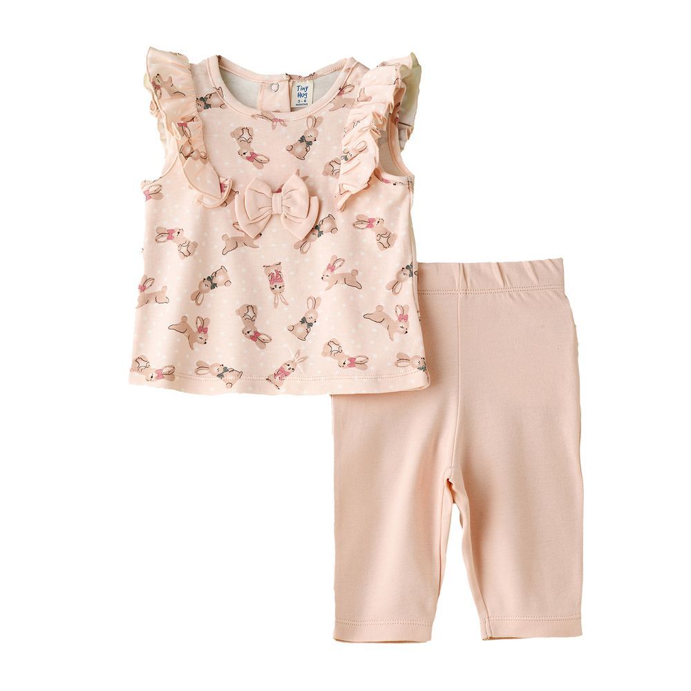 Tiny Hug - Baby Girl Tunic And Leggings Set - Pink/Bunny