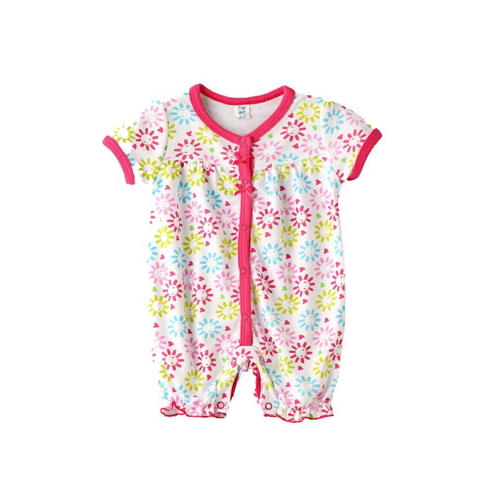 Tiny Hug - Girls' Short Sleeve Onesie - Floral Print