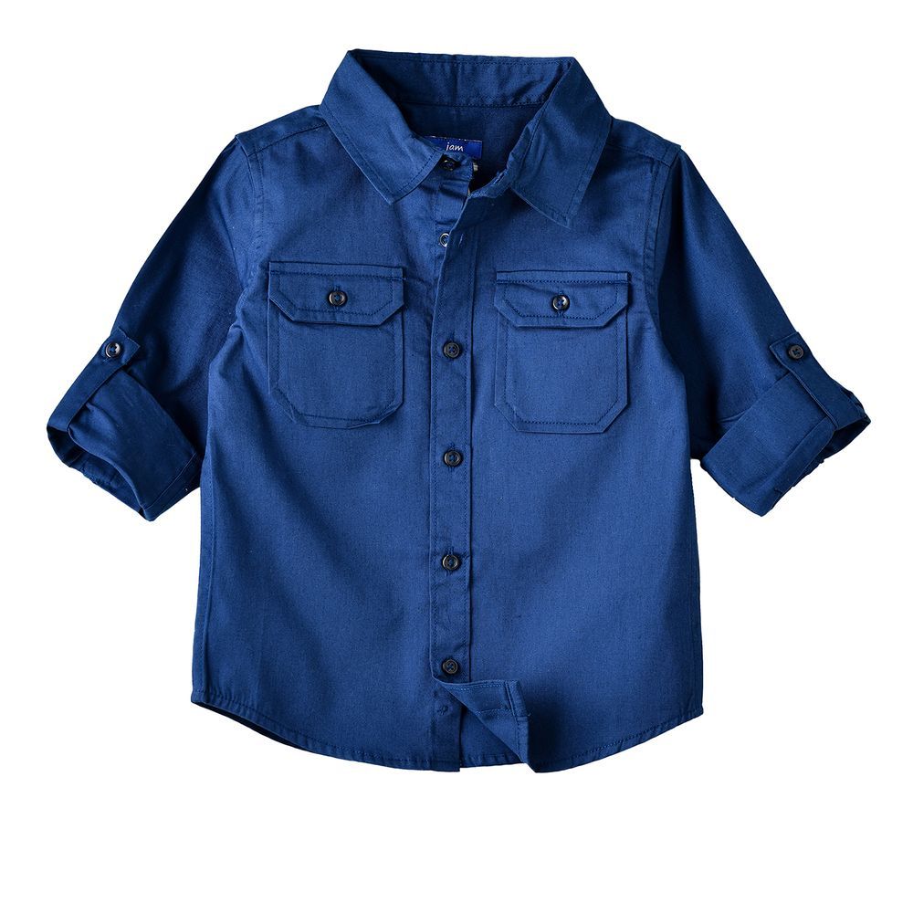 Jam - Boy's Casual Shirt With Roll-Up Sleeves - Blue