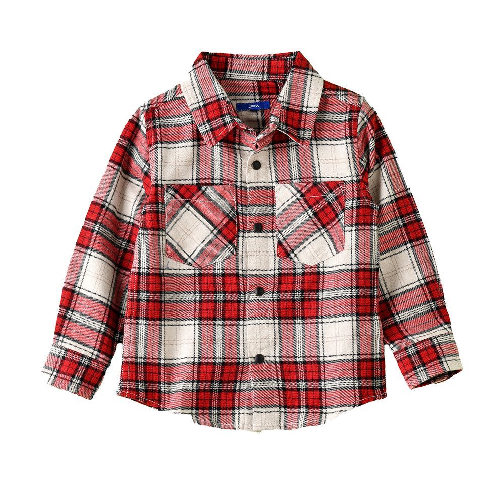 Jam - Boy's Plaid Flannel Shirt - Red/White