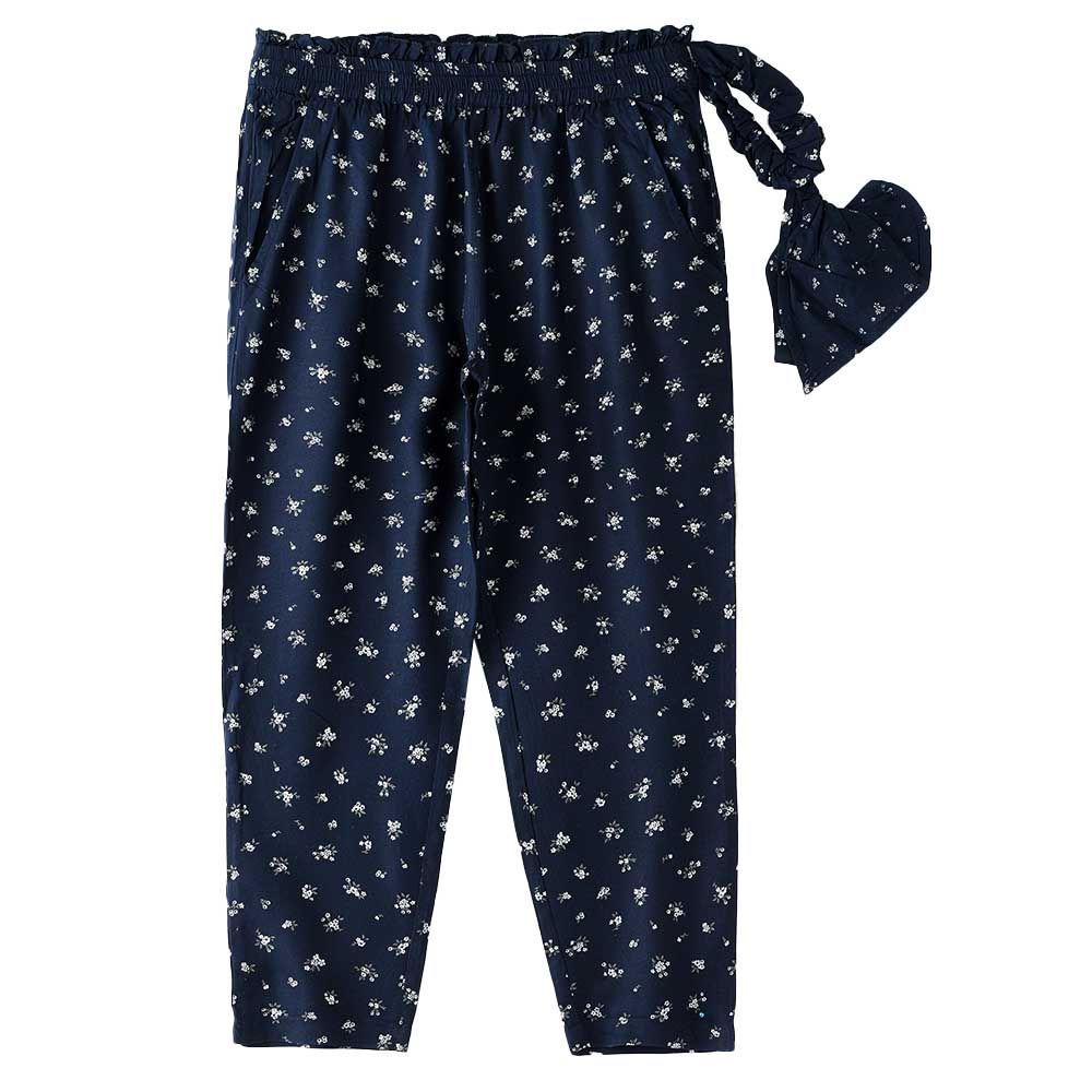 Jelliene - Girls Printed Soft Viscose Pants - Blue