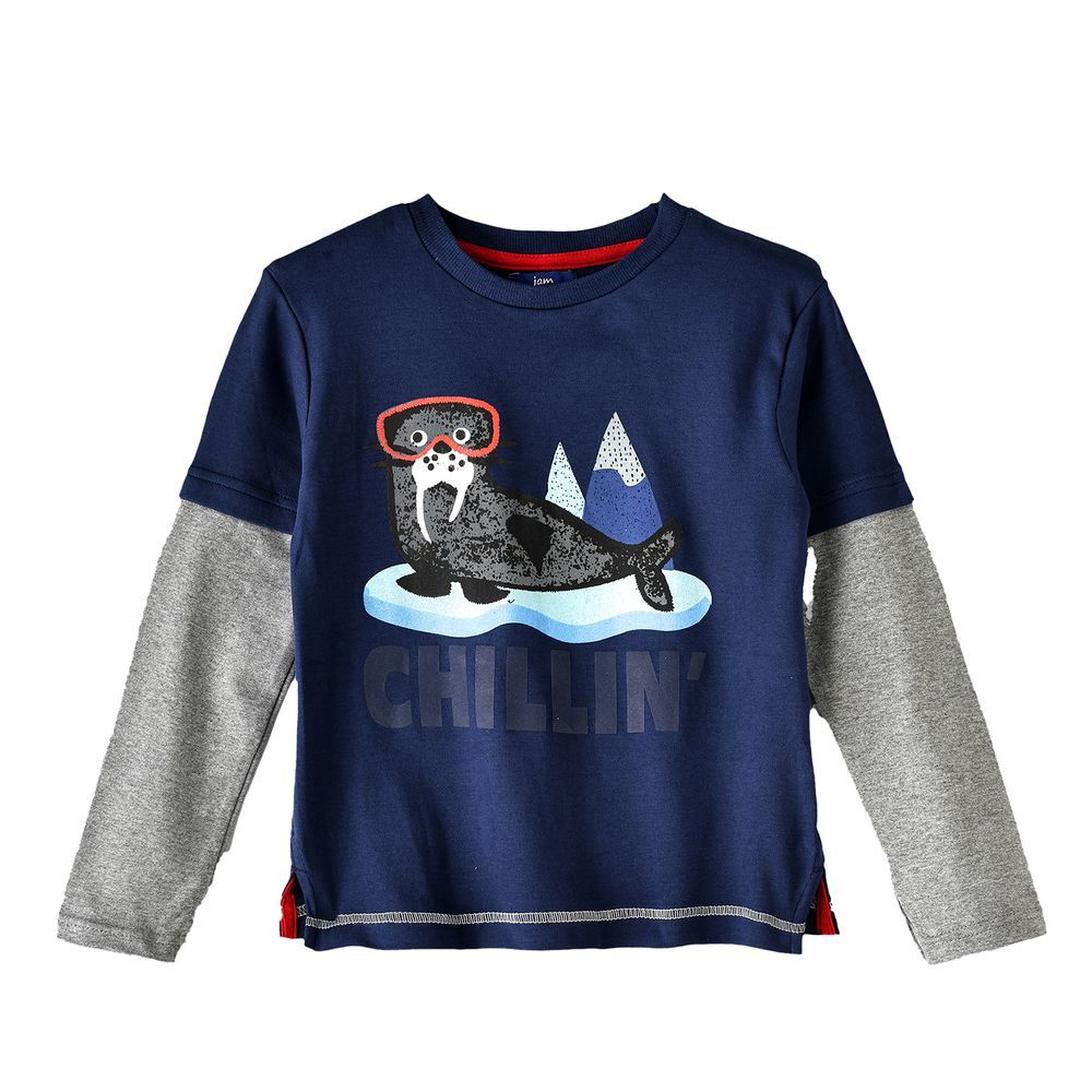 Jam - Boys' 'Chillin' Walrus Graphic Long-Sleeve Tee