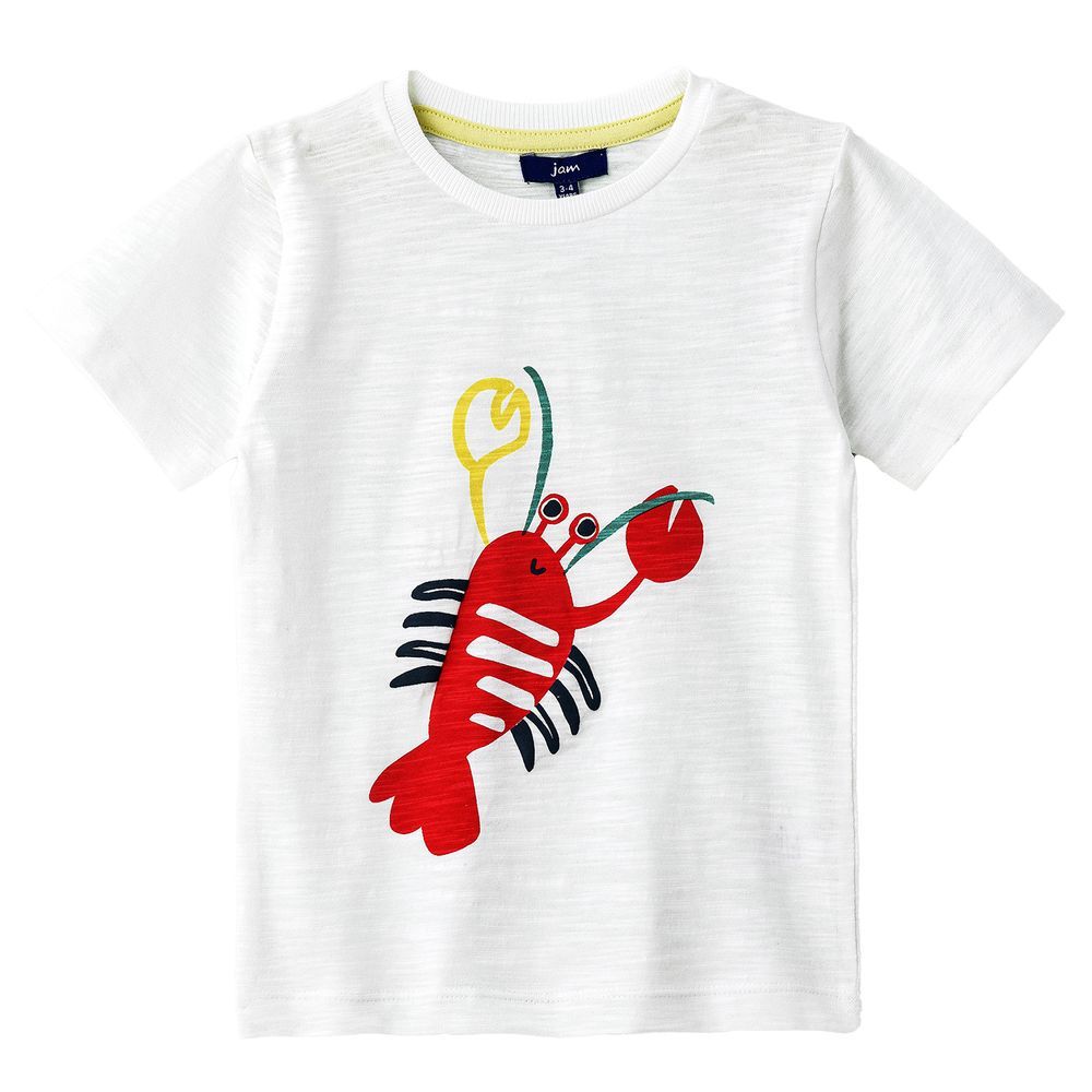 Boys' White Lobster Graphic Cotton T-Shirt