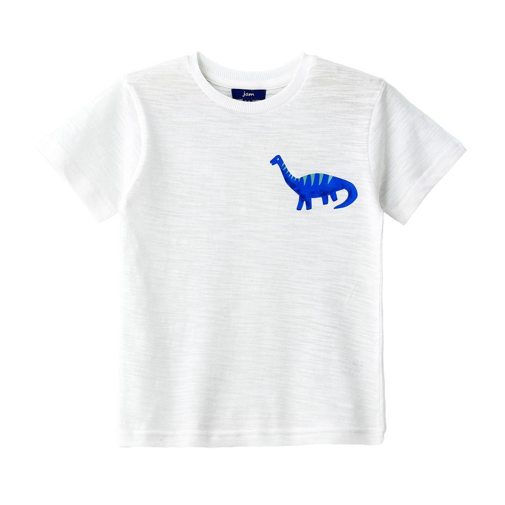 Boys' White Dinosaur Graphic Cotton T-Shirt