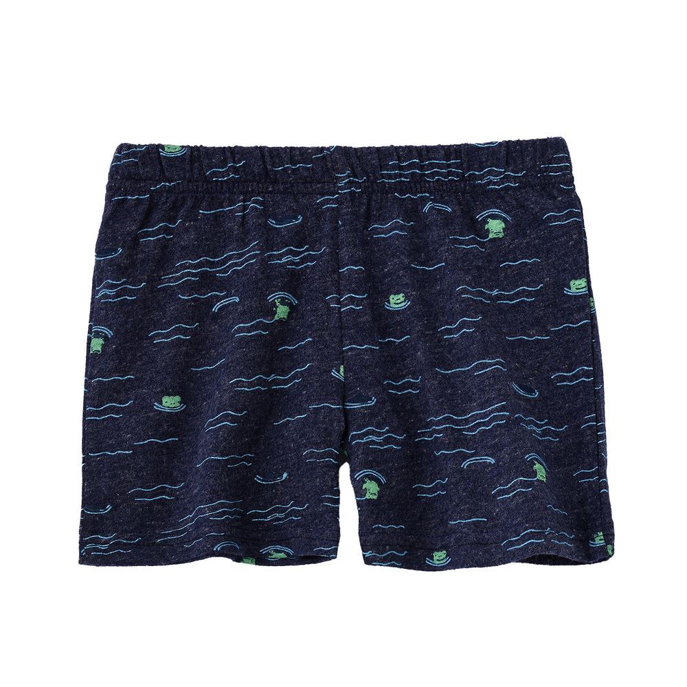 Jam - Boys Navy Blue Sea Pattern Cotton Shorts