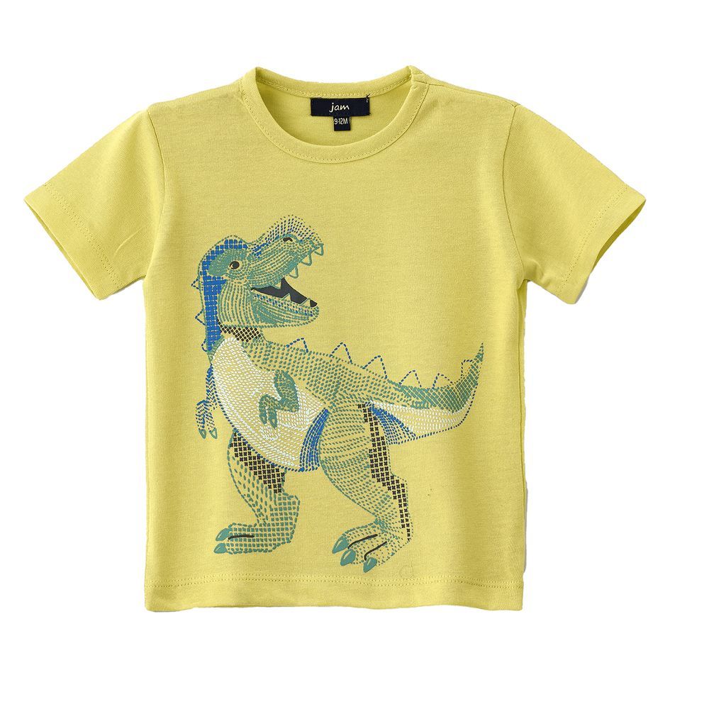 Jam - Boys' Lime Green Dinosaur Graphic Cotton T-shirt