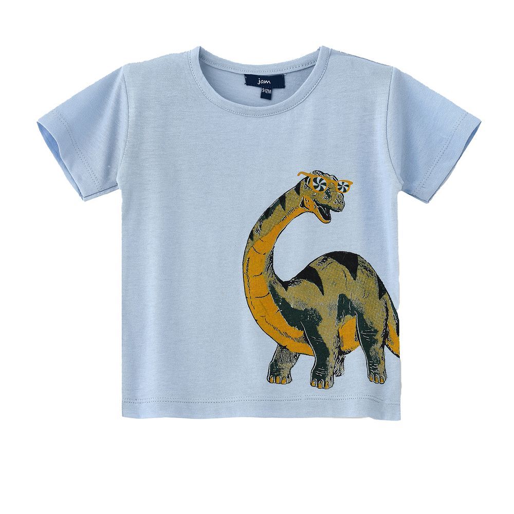 Jam - Boys' Blue Dinosaur Graphic Cotton T-shirt