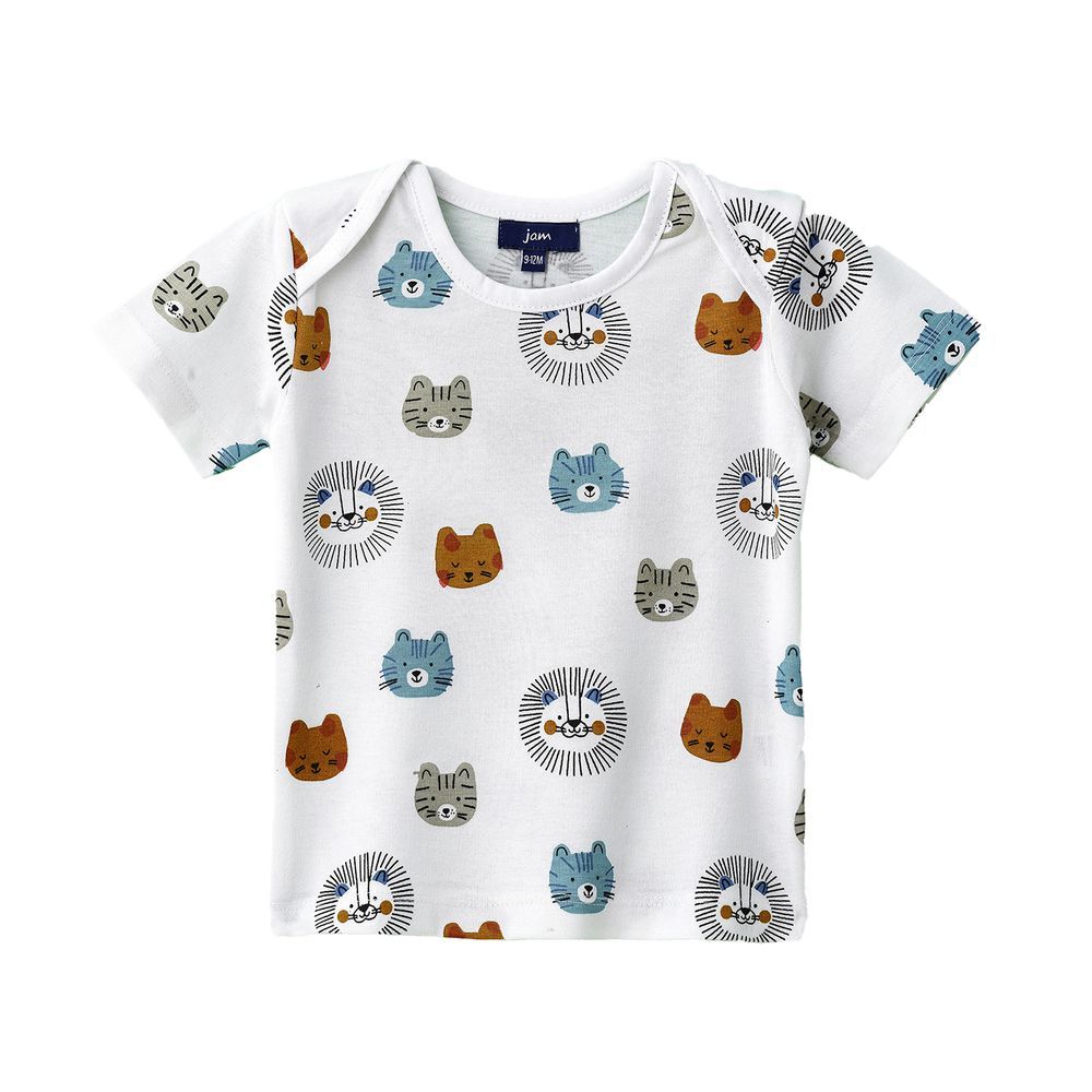 Cute Cubs Faces Pattern Cotton T-Shirt For Boys - White