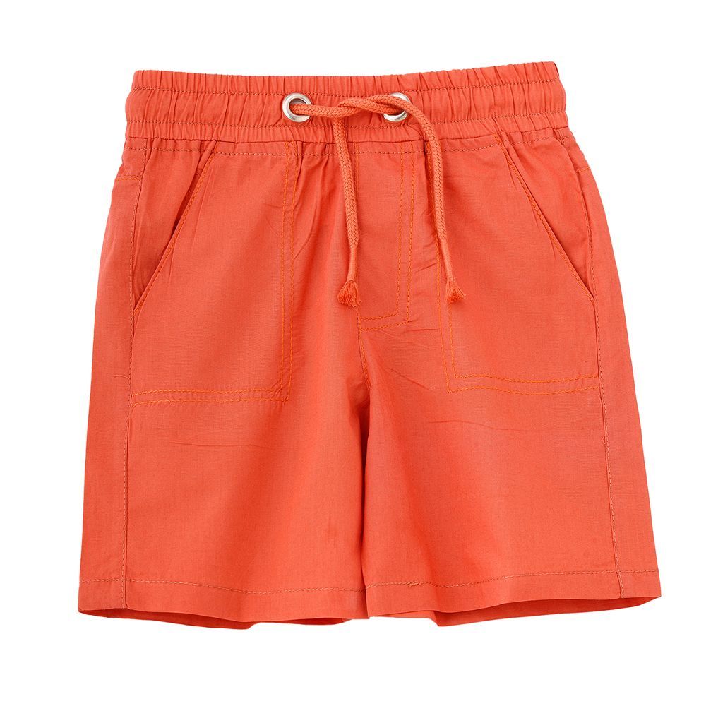 Jam - Bright Orange Woven Cotton Shorts For Boys