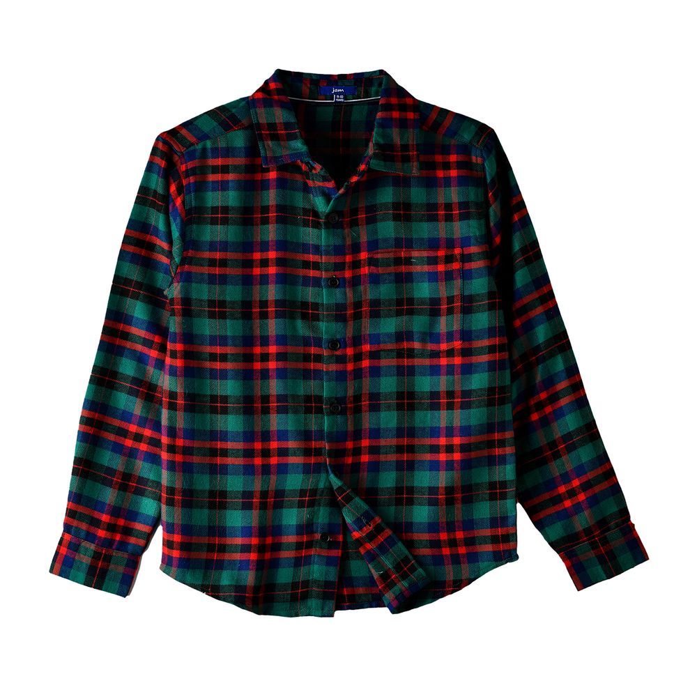 Jam - Boys' Green And Red Plaid Shirt