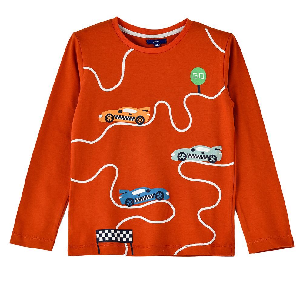 Jam - Boys' Race Car Printed Long Sleeves T-Shirt - Orange