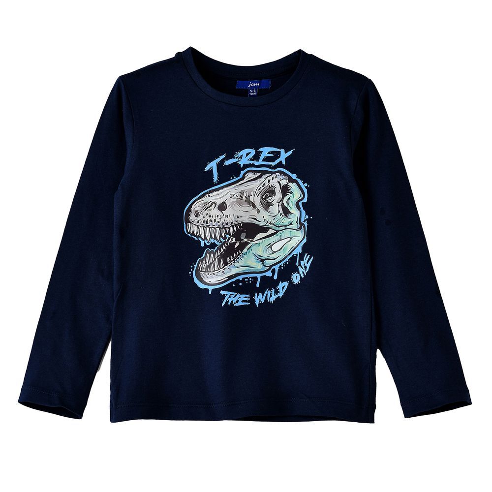 Jam - Boys' T-Rex Printed Long Sleeves T-Shirt - Navy