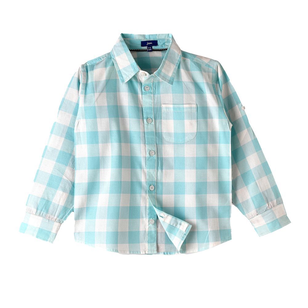 Jam - Boys' Light Blue And White Checkered Shirt