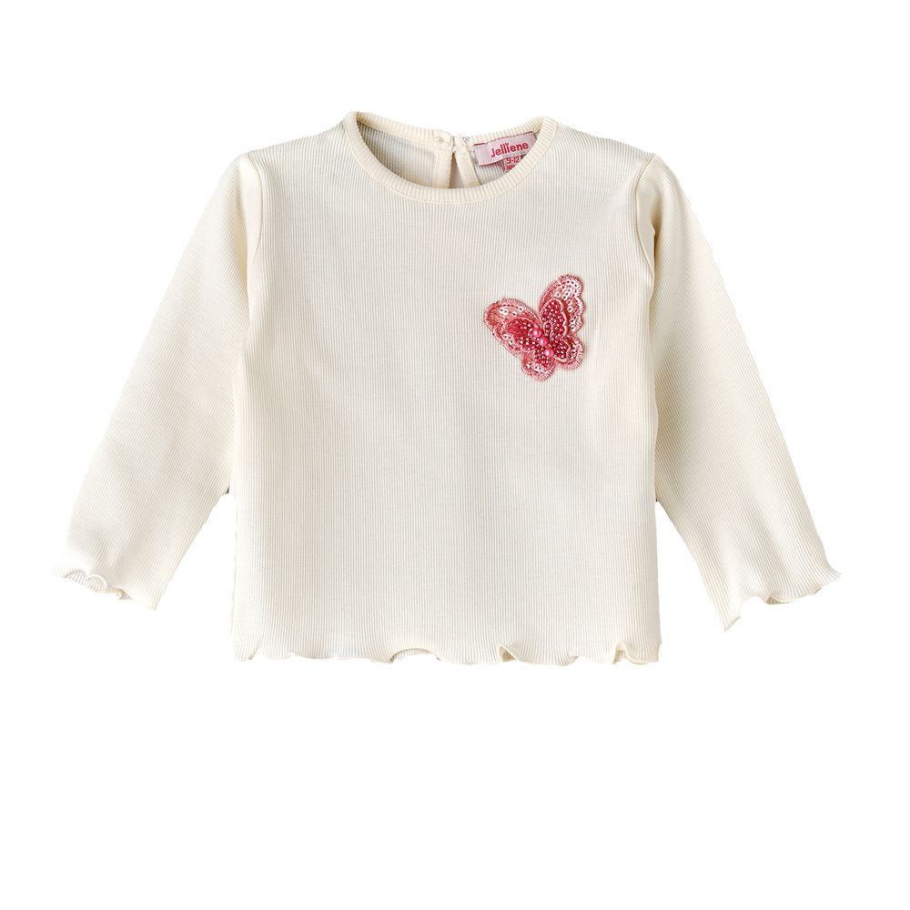 Jelliene - Girls' Embroidered Long Sleeve Top - White