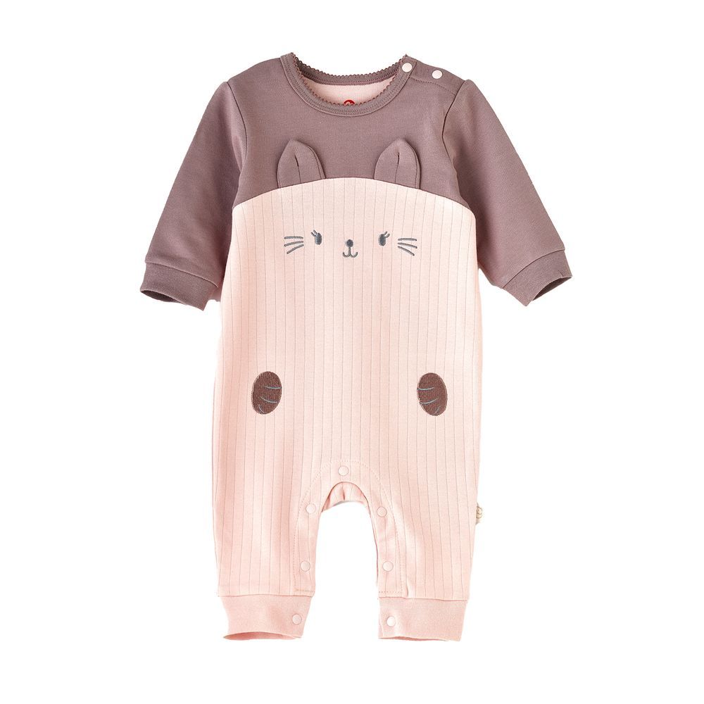 Elegant Kids - Cat Themed Baby Romper - Pink/Brown