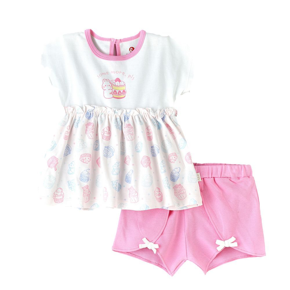 Elegant Kids - Baby Girl White And Pink Dress With Bloomers