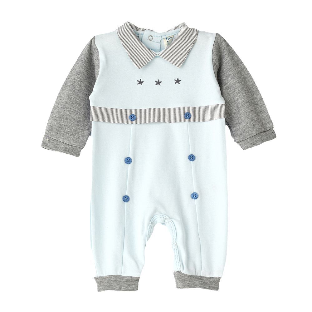 Tiny Hug - Baby Boy Star Onesie - Blue And Grey