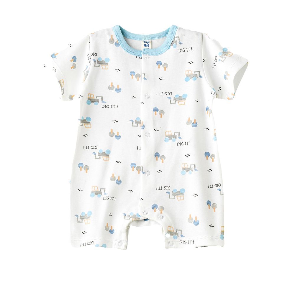 Tiny Hug - Baby Boy Excavator Onesie - White