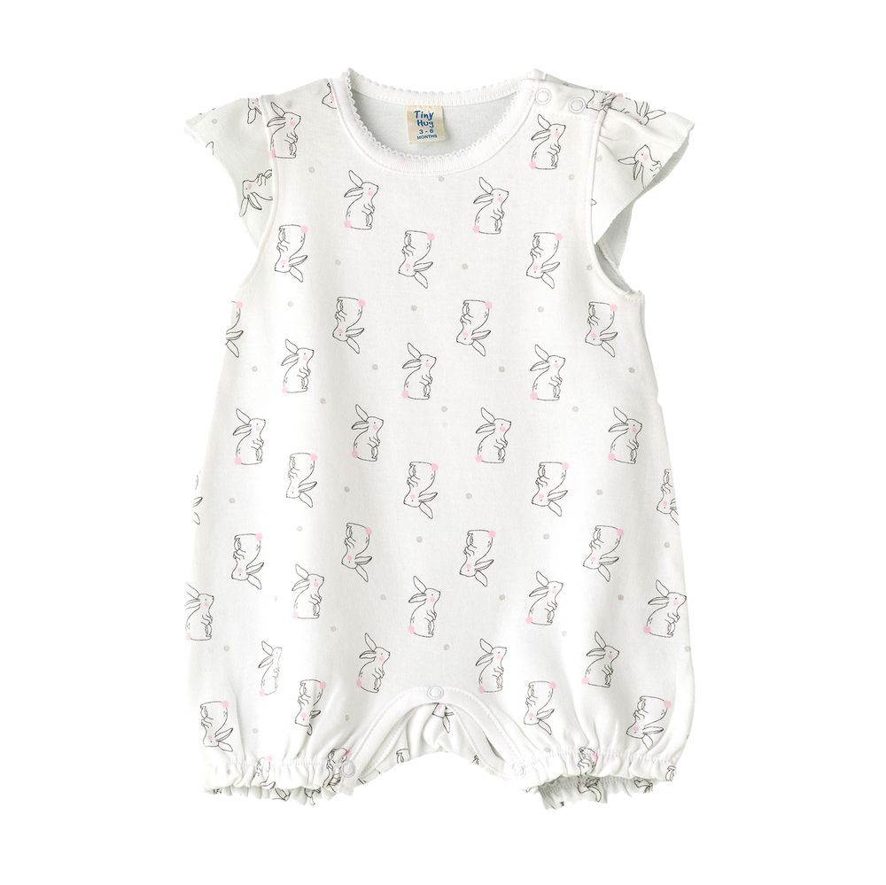 Tiny Hug - Baby Girl Bunny Onesie - White